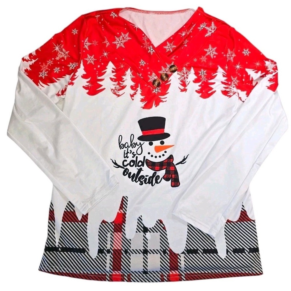 Unbranded Womens Holiday Shirt Size XL Baby Its Cold Outside Christmas Top‎